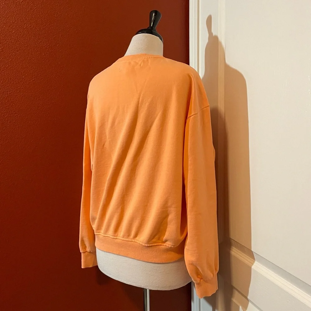 Saltwater Luxe Women’s The Perry Orange Heart Pullover Slouchy‎ Crew Sweater - Picture 5 of 5